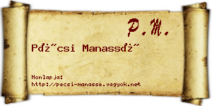Pécsi Manassé névjegykártya
